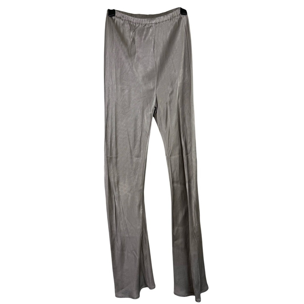 Dissh Champagne Satin Look High Waist Flare Leg Trousers Pants Size 4 Bridal